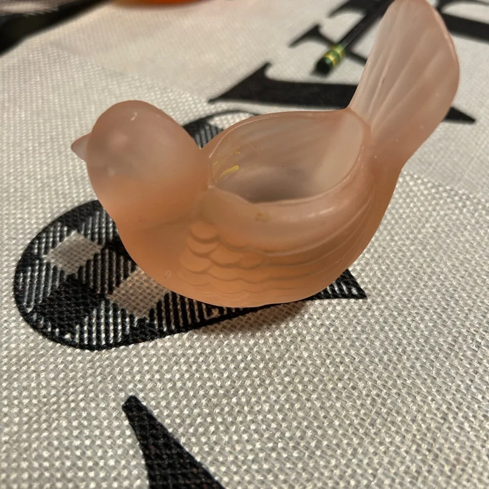 Westmoreland Vintage Pink Satin Glass Dove Candle Holder